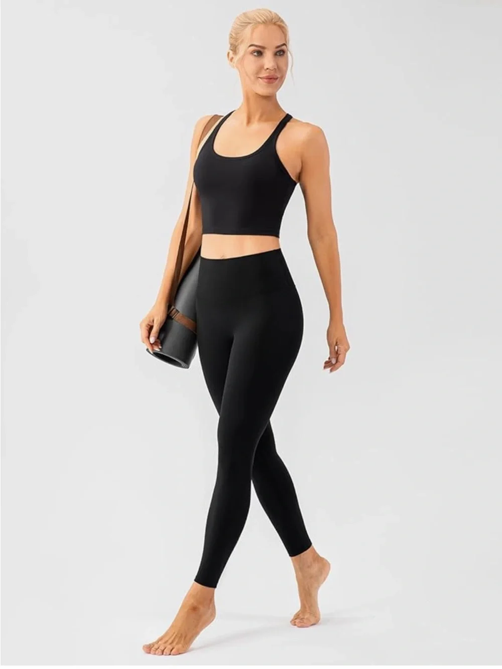 Seamless Black Crop Sports Bra Tank